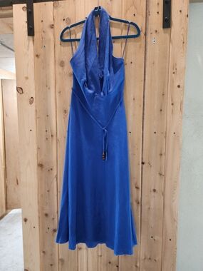 Zara Cobalt Blue Halter Maxi Dress